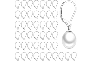 GUFJUCH 50pcs Stainless Steel Lever Back Earring Clasps, leverback French Earring Hooks, Hypoallergenic Ear Wire findings for Making dangles Earrings, Smooth to Open & Close, 10x16mm for Jewelry Making