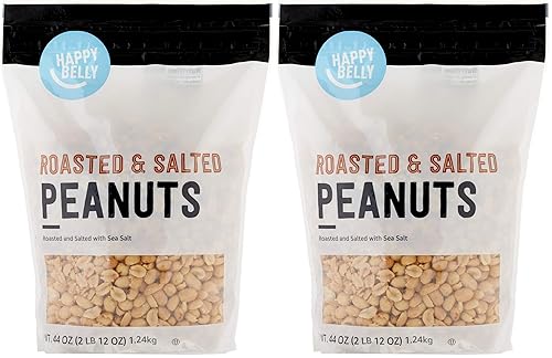 Amazon Brand - Happy Belly Roasted and Salted Peanuts, 44 ounce (Pack of 2)