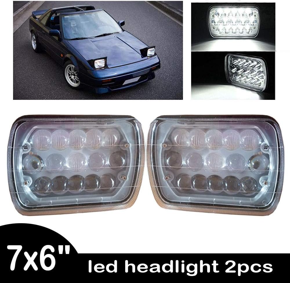 Amazon Com 7x6 5x7 Led Headlights For Toyota Pickup Toyota Celica Mr2 Rectangular Replacement H6014 H6052 High Low Sealed Beam Super Bright 1 Pair Automotive