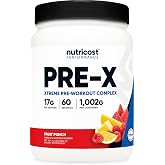 Nutricost Pre-X Xtreme Pre-Workout Complex Powder (Fruit Punch) 60 Servings | Vegetarian, GMO-Free and Gluten Free