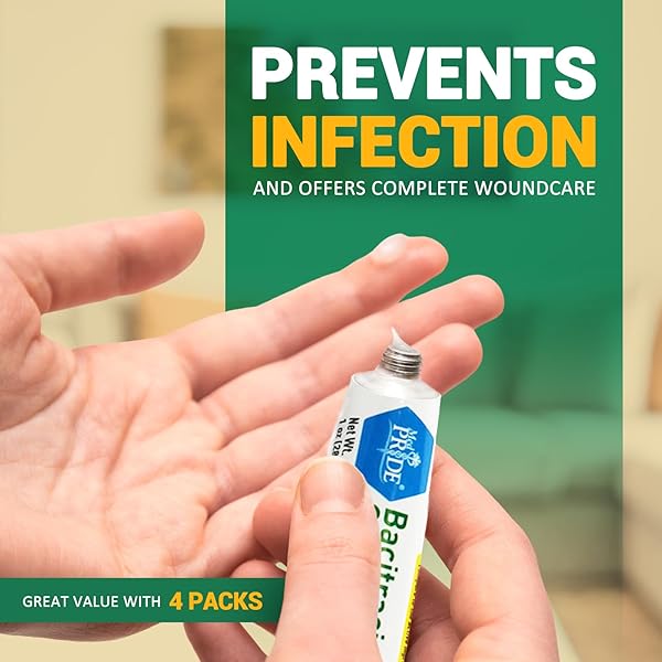 MED PRIDE BACITRACIN WITH ZINC ANTIBIOTIC OINTMENT 4 PACK OF 1 OZ TUBES, FIRST AID FOR SKIN IRRITATIONS, CUTS, BURNS, DIAPER RASH, DERMATITIS, ECZEMA