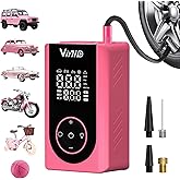 Vinid Tire Inflator Portable Air Compressor, LED Display & Auto Shut-Off, 5 Modes, 150PSI Cordless Air Pump with Digital Pressure Gauge for Car, Balls, Bike, Motorcycle, Pink Car Accessories for Women