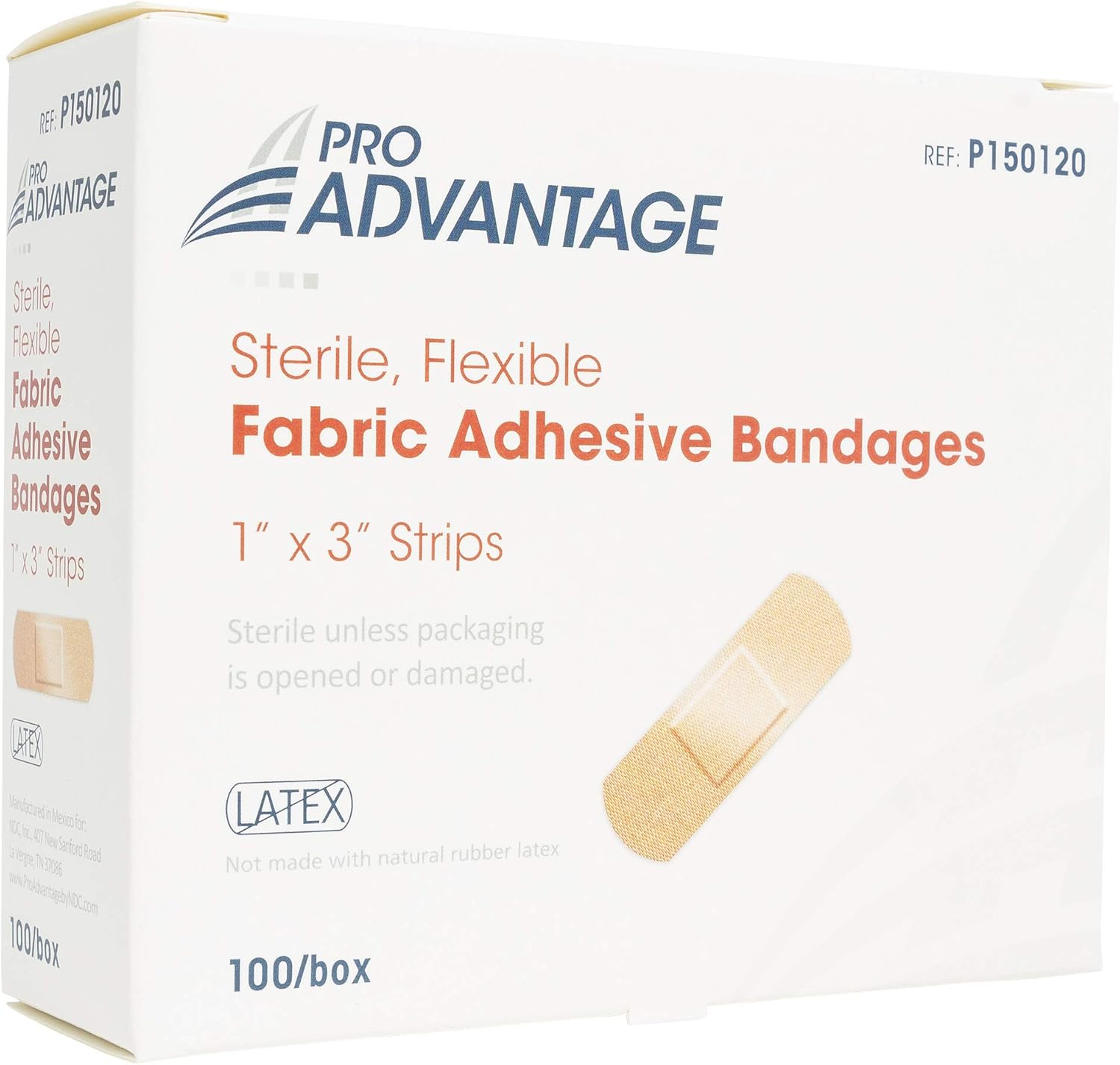 PRO ADVANTAGE® FABRIC ADHESIVE BANDAGE - Adhesive Bandage, Strips, 1" x 3", 100/bx: Sports & Outdoors