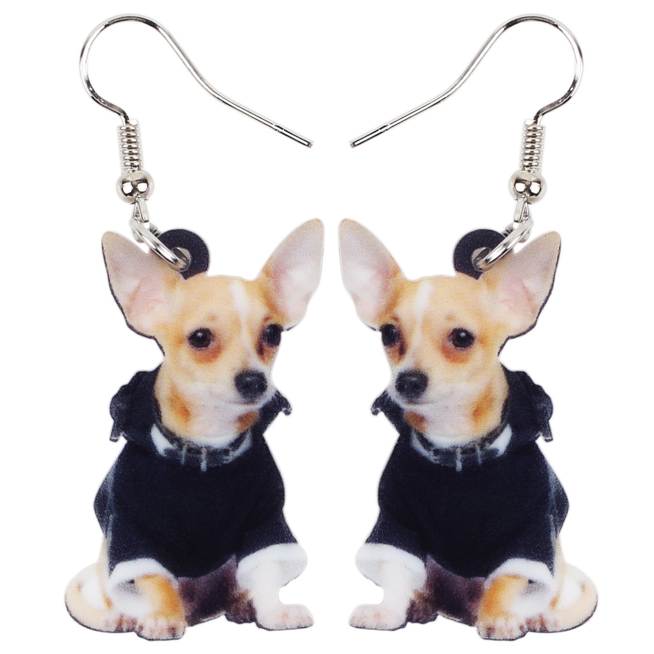 Bonsny Acrylic Drop Dangle Chihuahua Dog Earrings Jewelry For Women Girls Kids Gift Charms (Brown)