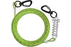 VIVBOO Dog Tie Out Cable 10ft/15ft/20ft/30ft Dog Runner for Yard and Outdoor with Swivel Hook Green/Blue/Purple Reflective Lead Dog Chains for Training Small to Medium Dogs Up to 100lbs