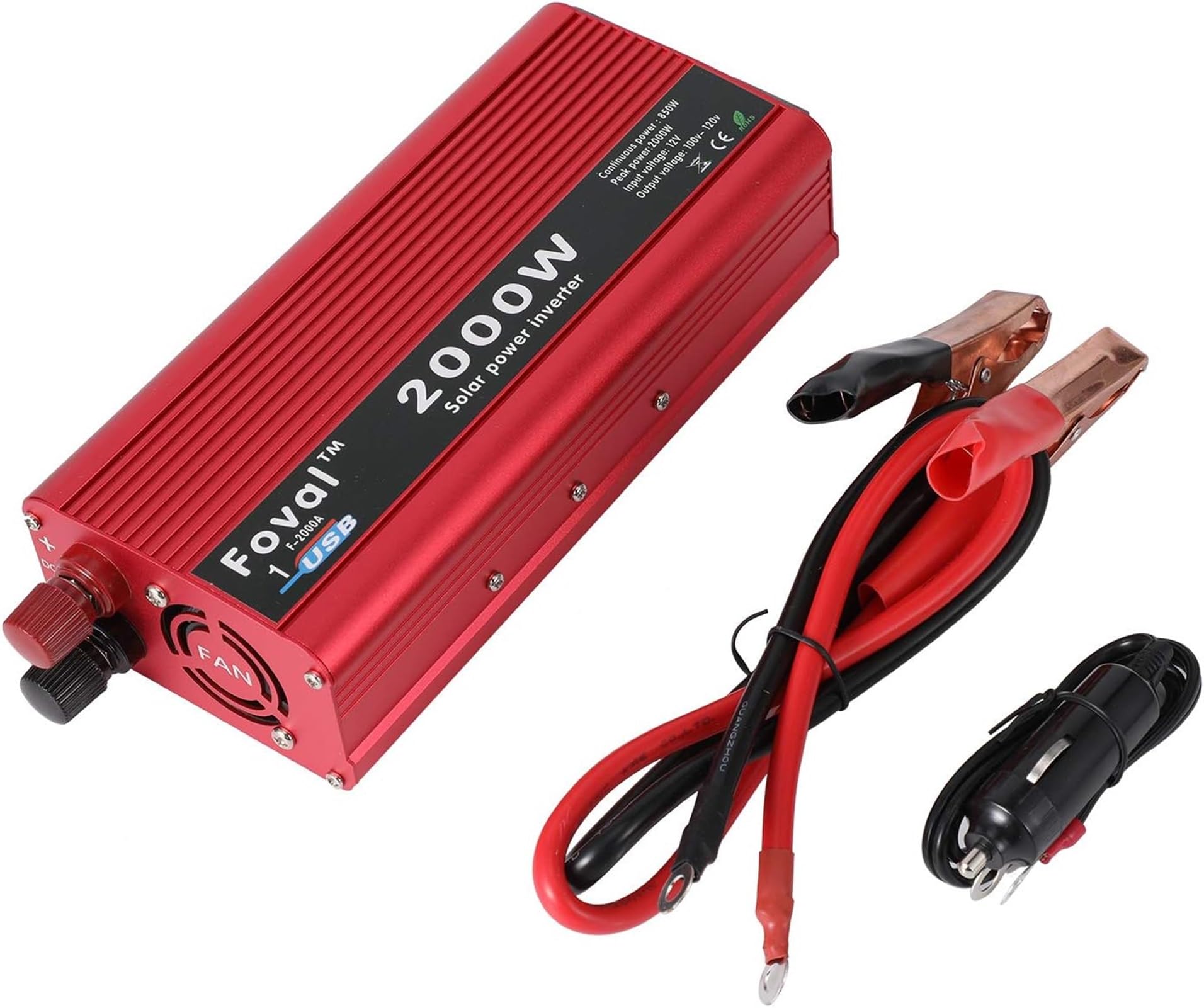 KSTE 110v Inverter, 2000W DC 12V to AC 110V Power Inverter Converter W/Dual Outlets Compatible with Home Car Outdoor Use