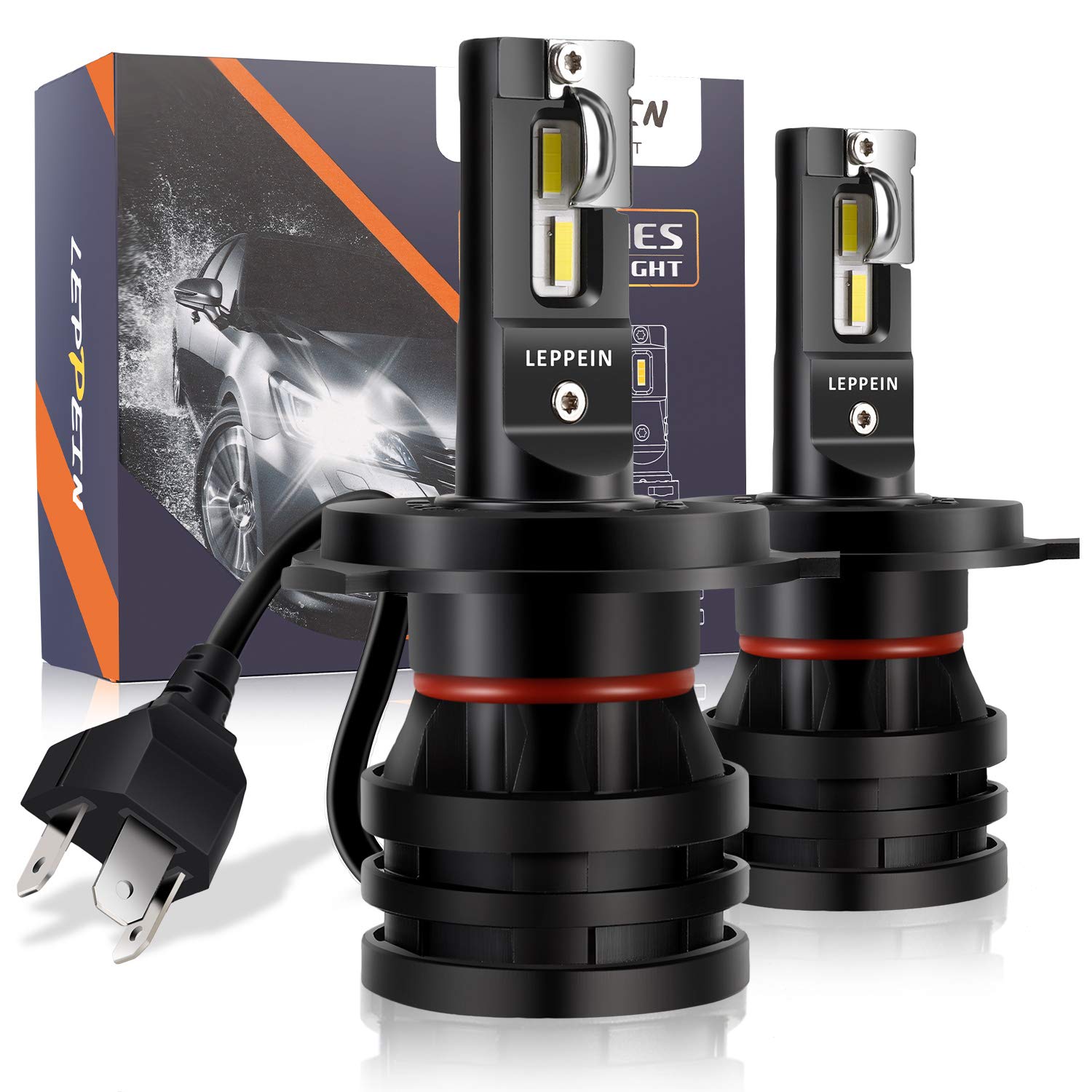 H4/9003 LED Headlight Bulbs leppein S Series Dual High/Low Beam 24xCREE