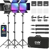 GVM RGB LED Video Lighting Kit, 800D Studio Video Lights with Panel, APP Control for YouTube Photography Lighting, , 3200K-5600K, 8 Kinds of The Scene Lights, 3 Packs