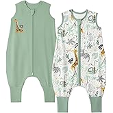 Yoofoss Toddler Sleep Sack with Feet 12-24 Months 100% Organic Cotton Baby Sleep Sack with Legs Toddler Wearable Blanket with 2-Way Zipper