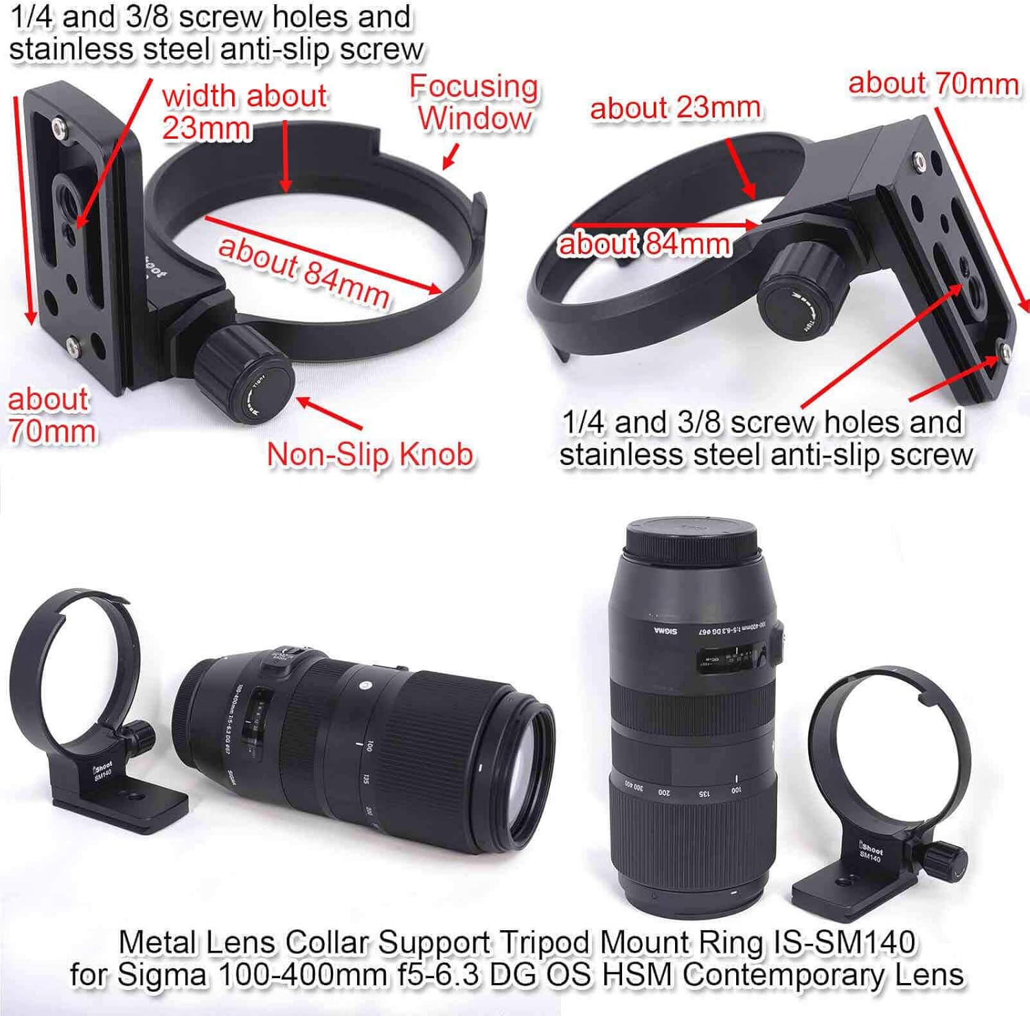 iShoot Lens Collar Tripod Mount Ring Socket Compatible with Fujifilm Fuji GF 45-100mm f/4 R LM OIS WR, Metal Lens Support Holder Bracket Bottom is