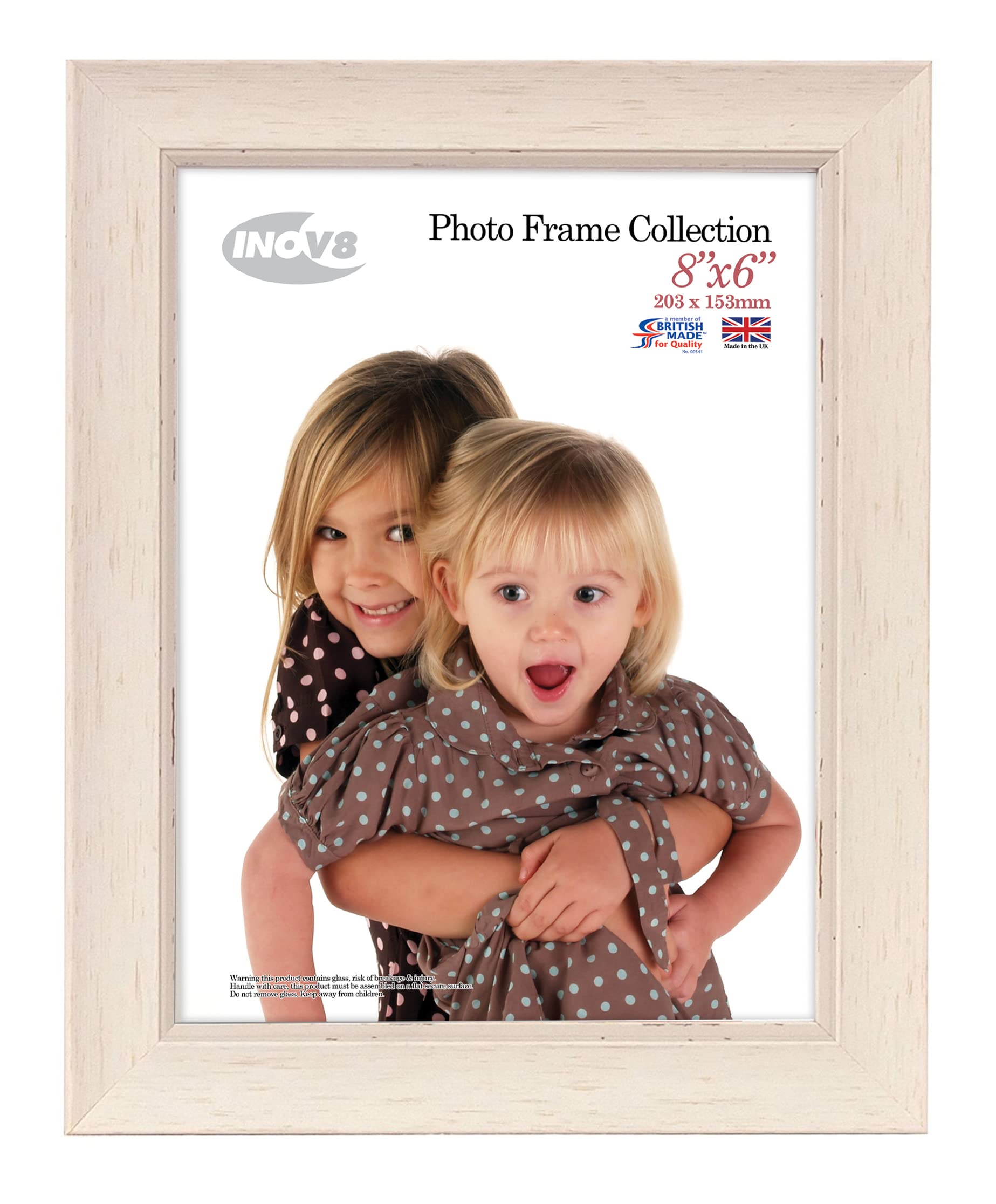 Inov8 British Made Picture/Photo Frame, 8x6-inch, Large Washed White