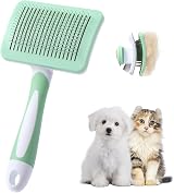 Vinabo Pet Dog Brush Cat Brush Self-Cleaning Slicker Green view 1
