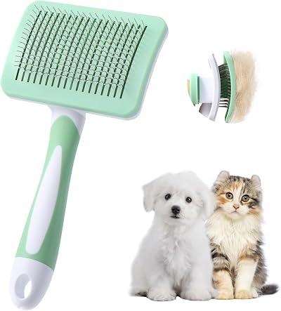 Vinabo Pet Dog Brush Cat Brush Self-Cleaning Slicker Green