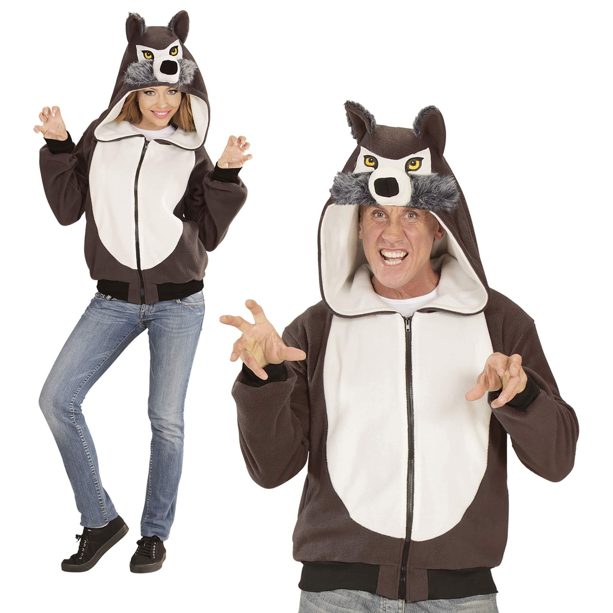 Widmann 07017 Adult Costume Wolf ? Hooded Pullover ? Grey