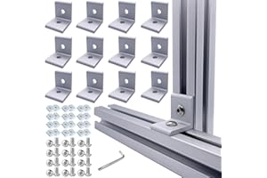 JCSPBYL 12 Set Silver 1010 Series Aluminum Profile Connectors, 12pcs 1" x 1" L Corner Bracket,with Sliding T Nuts and Bolts for 1010 Aluminum Extrusion Profiles