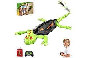 MERHM Electric Lizard Toy with LED Glowing Eyes + Twisty Tail,Wall Climbing Gecko RC Toy,Floor & Wall Driving Crawling Dual Mode,Remote Control Lizard Realistic Car Toys,RC Crawler Gecko for Kids (Green)