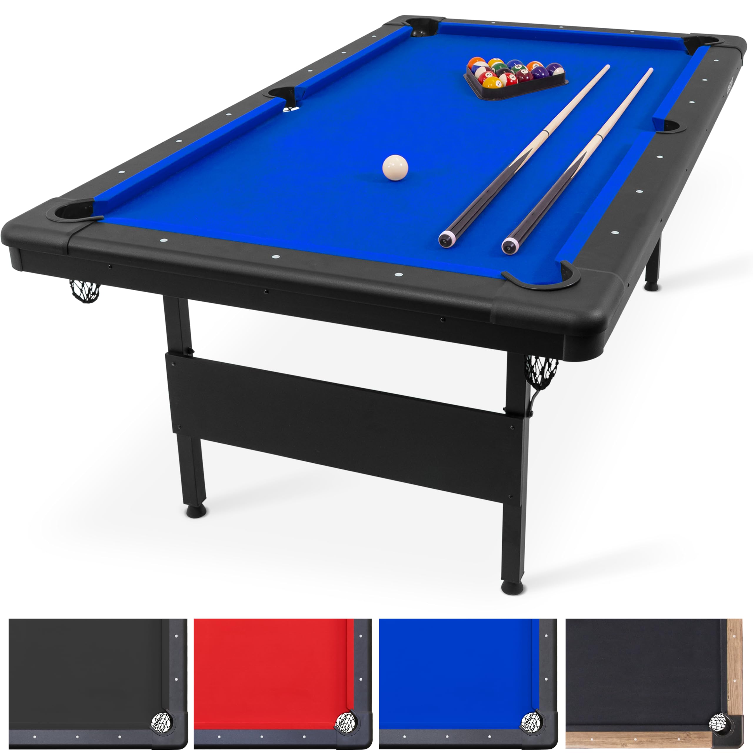GoSports 6 ft or 7 Billiards Table - Portable Pool - 7 ft, 7 Blue