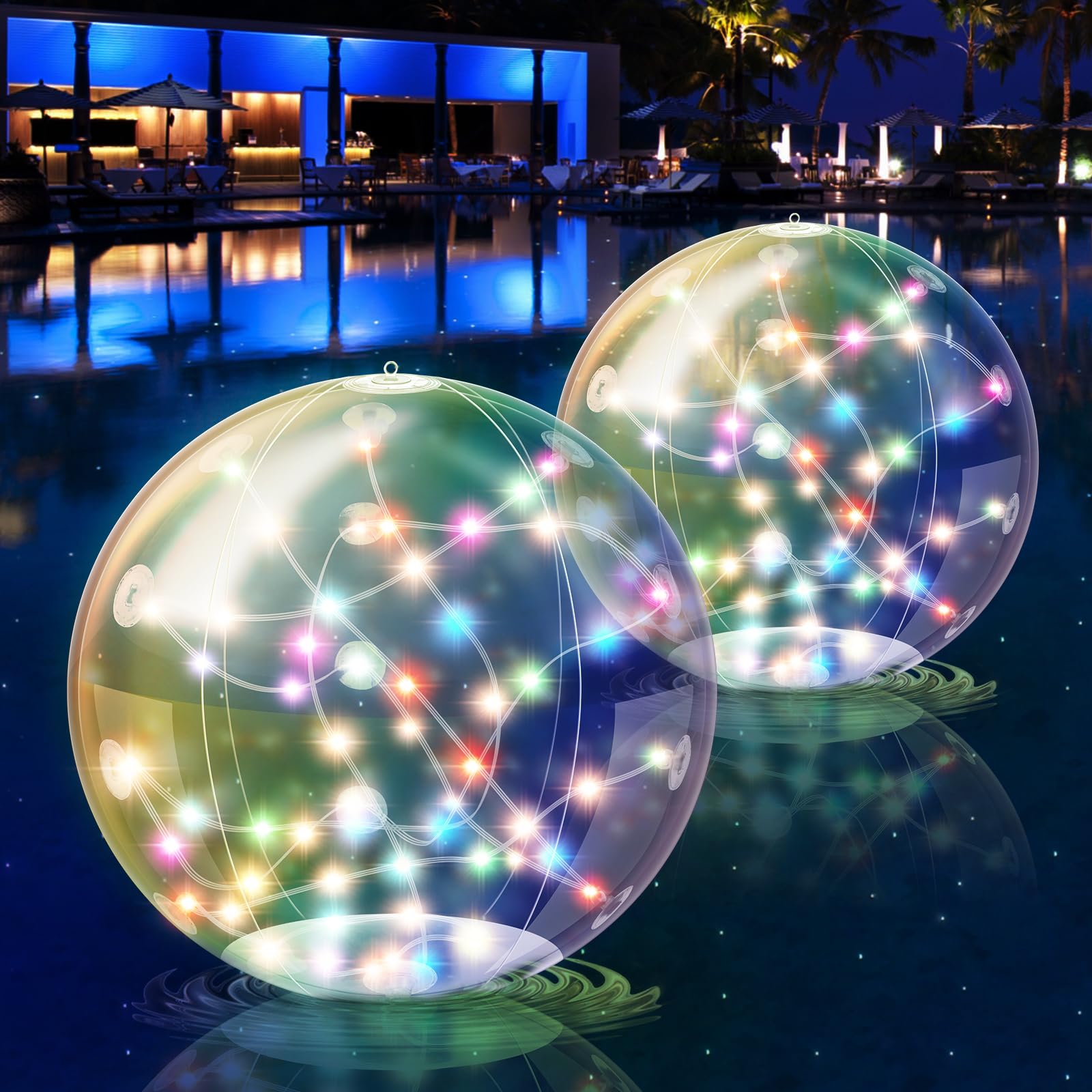 Photo 1 of Sunlisky Solar Floating Pool Lights, 14.5" Inflatable Light up Pool Balls Changing Colors,IP68 Waterproof & Remote Control,Swimming Pool Party Decorations, Cool Outdoor Decor?2pcs?