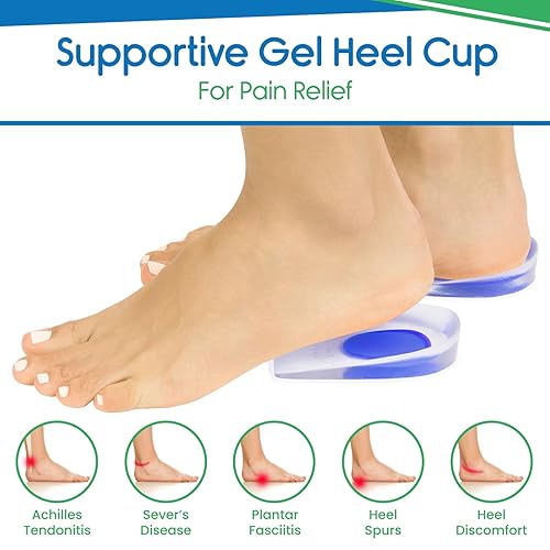 ViveSole Gel Heel Cups (Pair) Silicone Cushion Insert Pads for