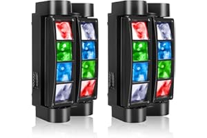U`King Spider Moving Head Light 8x10W LEDs Beam DJ Lights RGBW Sound Activated and DMX-512 Control for Party Pub Festival Disco Show Wedding Event Stage Lighting - 2 Packs