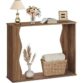 HOOBRO Narrow Entryway Table, 39.4 Inches Console Table with Storage | Sofa Table, Behind Couch Table with Wavy Edge Design, for Hallway, Foyer, Living Room, Easy Assembly, Walnut