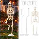 2 Set Adjustable Halloween Skeleton Stand, 5 FT Metal Skeleton Pose Stand | Outdoor Statues Standing Skeleton Support with Longer Base & Ties, Skeleton Holder Stand for Halloween Party Displays