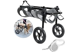 BLISSPIRE Large Dog Wheelchair for Back Legs with Pet Traction Rope - Adjustable Hind Leg Support Cart with Breathable Air Mesh Harness, All-Terrain Wheels & Foldable Frame - Mobility Aid for Disabled/Injured
