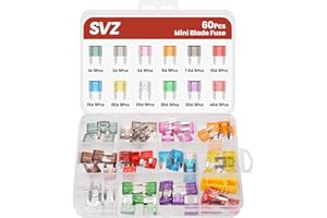 SVZ 60Pcs Mini Car Fuse Kit, Automotive Fuses Assortment kit(1A/2A/3A/5A/7.5A/10A/15A/20A/25A/30A/35A/40A), Blade Fuse for Car/RV/Truck/Boat/Marine