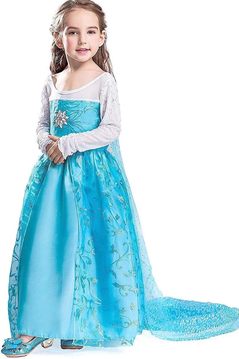 FREEFLY Kids Girls Frozen Princess Dress Cosplay Christmas Party Costume Fancy Outfit