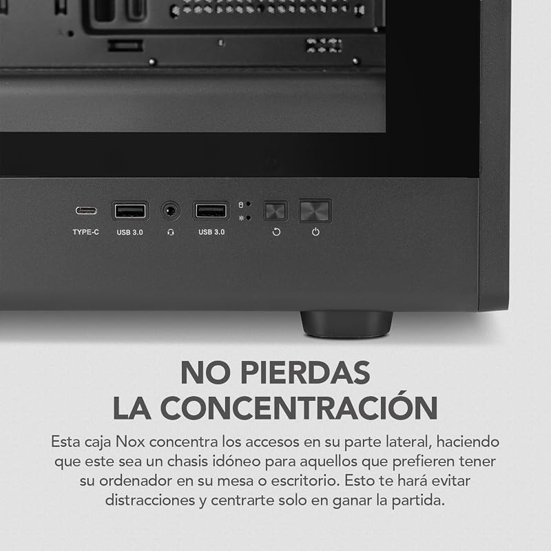 Hummer AERO – Semitorre ATX | M-ATX | ITX Incluye 4 Ventiladores ARGB PWM 140mm, Frontal Mesh, Lateral Cristal Templado, USB-C y USB 3.0, Soporte GPU 420mm, Filtro Magnético, Negro