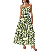 NOLLSOM Women's Summer Dress 2025 Casual Floral Boho Maxi Dresses Sleeveless Spaghetti Strap Long Beach Sun Dresses