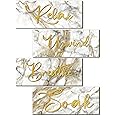 4 Pieces Bathroom Wall Decor Relax Soak Unwind Breathe Wall Art Wooden Bathroom Hanging Signs Rustic Vintage Farmhouse Gold Bathroom Wall Decor for Home Laundry Spa Room (Modern Style, 10 x 4 Inch)