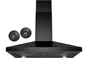 AKDY 30 in. Convertible Kitchen Wall Mount Range Hood with Carbon Filters in Black Painted Stainless Steel