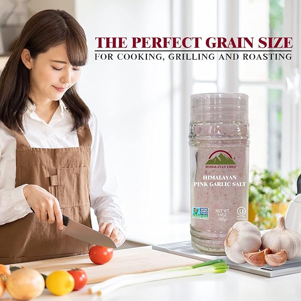 HIMALAYAN CHEF HIMALAYAN PINK GARLIC SALT(SMALL SHAKER), 3.6 OZ, KOSHER CERTIFIED & NON GMO