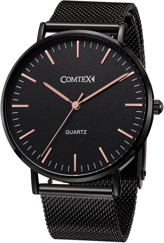Amazon Comtex 腕時計 メンズ ステンレス ブラック 日本製クオーツ アナログ ウオッチ 時計 男女兼用 シンプル メンズギフト メンズ腕時計 腕時計 通販