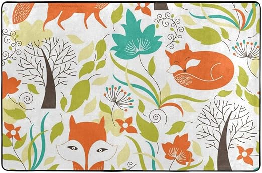 Amazon Co Jp Cartoon Foxes ハイエンドのファッションシンプルなポップな絶妙なフランネルファブリックマット ホーム キッチン