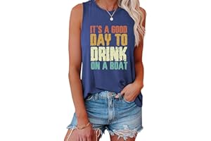 ENVIARBRILLO It's A Good Day to Drink On A Boat Tank Top for Women Day Drinking Boating T-Shirt Summer Boat Sleeveles Tops