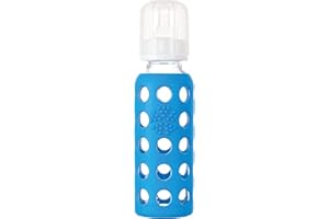 Lifefactory 9-Ounce Glass Baby Bottle with Stage 2 Nipple and Protective Silicone Sleeve Cobalt Blue
