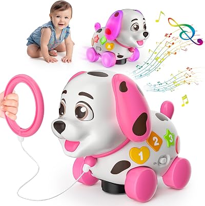 BQU 3-in-1 Musical Puppy Toy 6 12 18 Month Bilingual Educational Pink