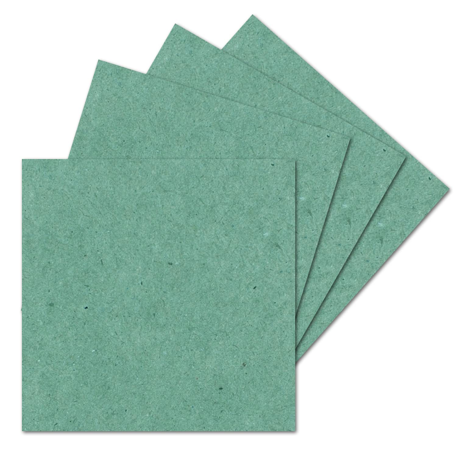 50 single cards square - 15 x 15 cm in eucalyptus green (kraft paper) - 240 g m² - blank craft cards, postcards, craft cardboard in clay paper quality