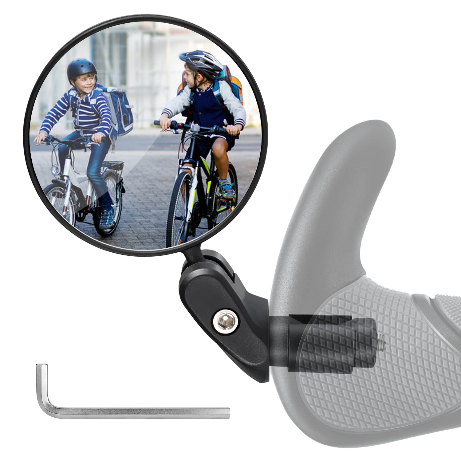 1pcs Bike Mirror for Handlebars, 360° Rotatable Bicycle Rear View Mirror, Wide Angle Convex Bike Mirror, Secure Bar End Mirror for Road Bike & Daily Commuting