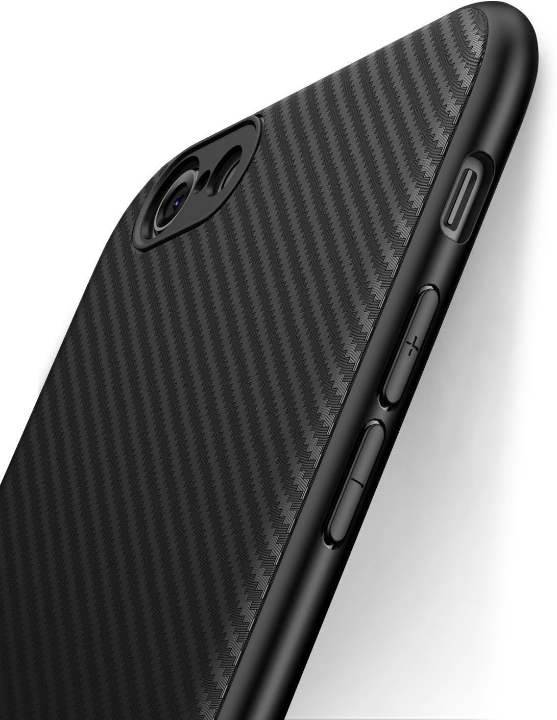 J Jecent iPhone 6 Case, iPhone 6s Case, [Carbon Fiber Texture Design] Light ShockProof Brushed Grip Cover Slim Simple Stylish Soft TPU Silicone Bumper Case for iPhone 6 iPhone 6s 4.7 Inch (Black)