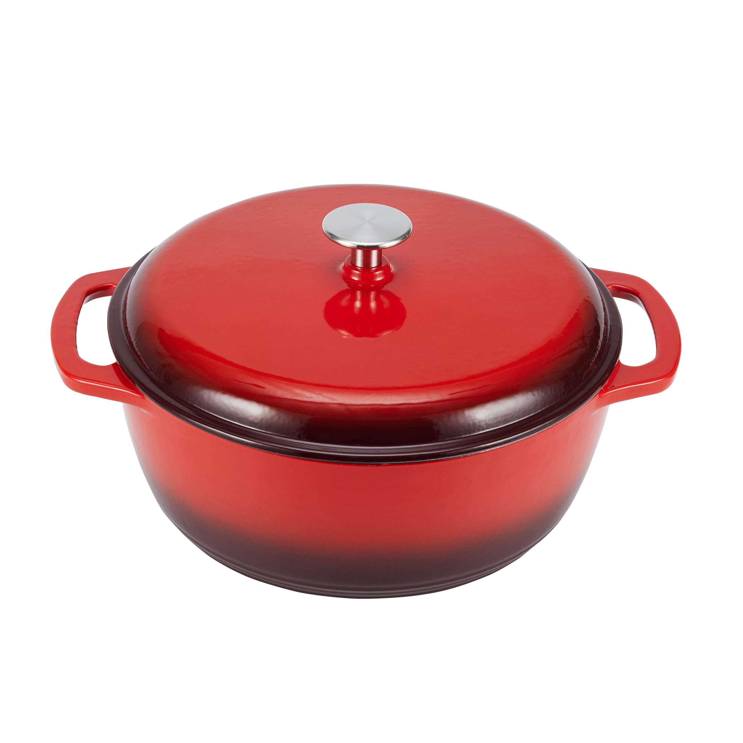 Photo 1 of *MINOR DAMAGE - USED*
Amazon Basics Enameled Cast Iron Dutch Oven Pot with Lid, Round, Dual Handles, Heavy-Duty, Oven Safe for Stews, Roasting, Baking, 6-Quart, Red