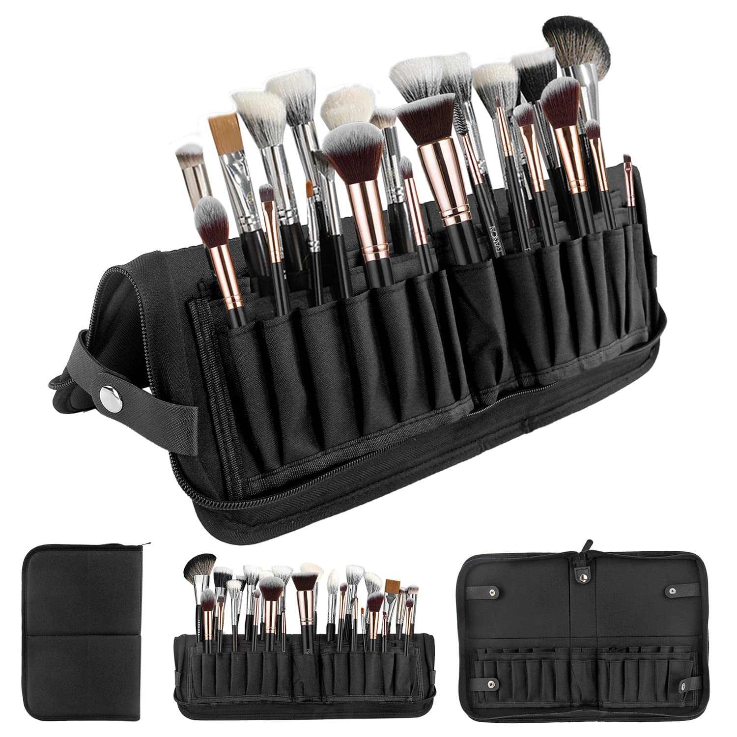 Discoball Makeup Brush Bag Foldable Make up Brush Pouch Artist Brush Case Travel Brushes Holder Professional Makeup Brush Handbag for Travel & Home (Brushes not Included)