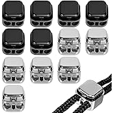 MCSDFN 12 Pcs Cord Locks for Drawstrings, Double Hole Metal Cord Lock End Stopper Fastener Slider Toggles Draw String Clips for Lanyard Paracord Drawstrings
