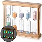 Halloscume Glow in The Dark Sand Timer 0.5/1/2/3/5 Wooden Sand Glass Luminous Hourglass Creative Timing Tools for Decorations Brush Teeth Home Office Cooking Classroom