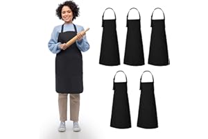 Cotton Apron With 3 pockets Solid Chef Aprons for Men Women 35x27 Inches