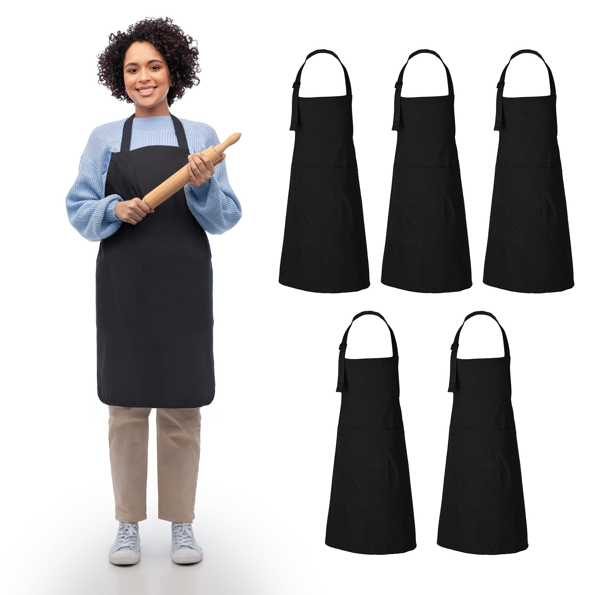 RAJRANG Bulk Cotton Apron with Adjustable Neck Strap with 3 Large Pockets for Men and Women 68 x 88 cm Unisex Bib Cooking Kitchen Chef Aprons