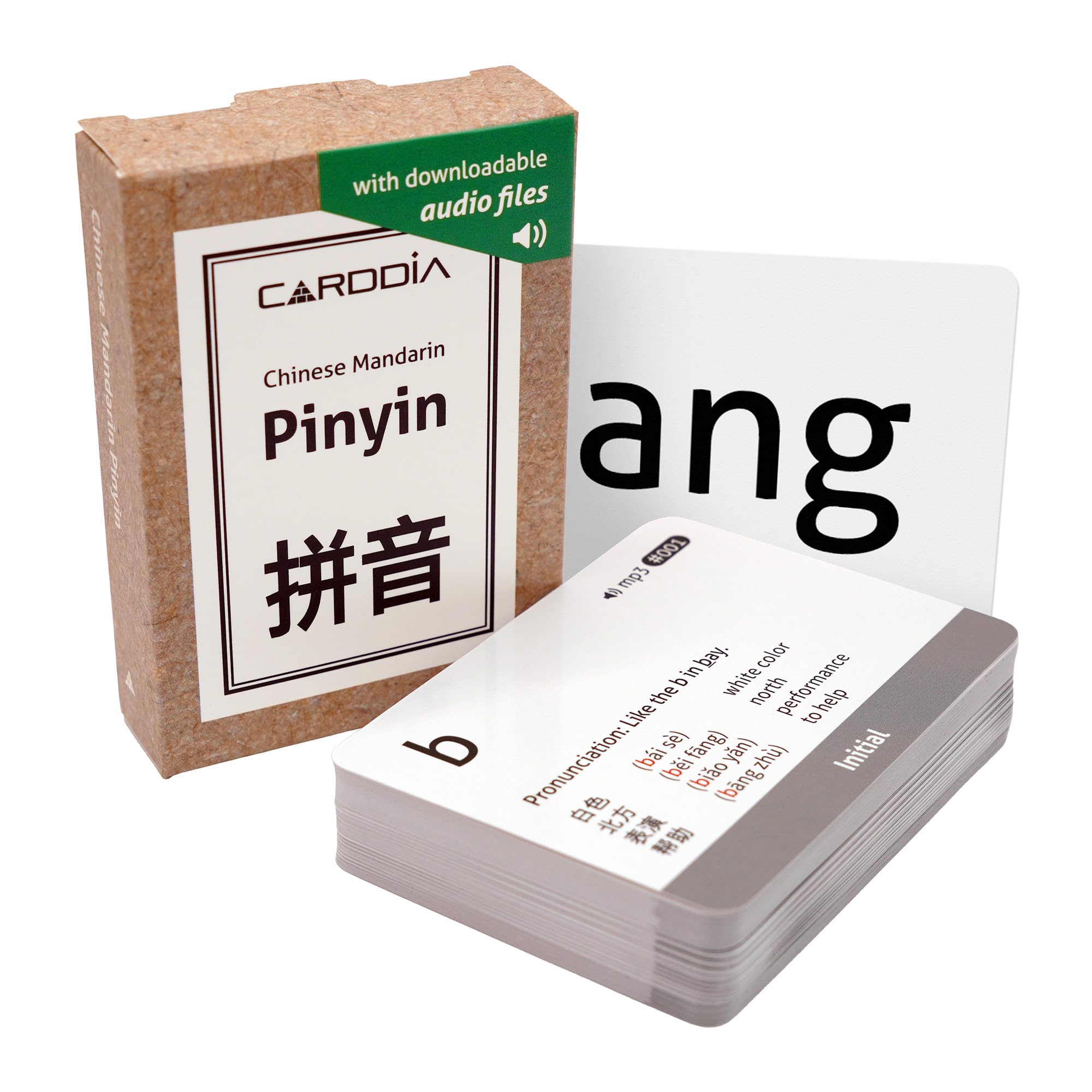 CARDDIA | Chinese Mandarin Pinyin Flashcards | Audio MP3 | Comprehensive Learning Kit for Beginners and Enthusiasts | Durable & Portable