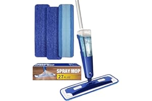 PANDA GRIP Mop for Multi-Purpose Floor Premium Spray Mop, 18 inch Professional Hardwood Wet and Dry Cleaning Mops with 3 Resuable Pads and Refilled Bottle, Blue
